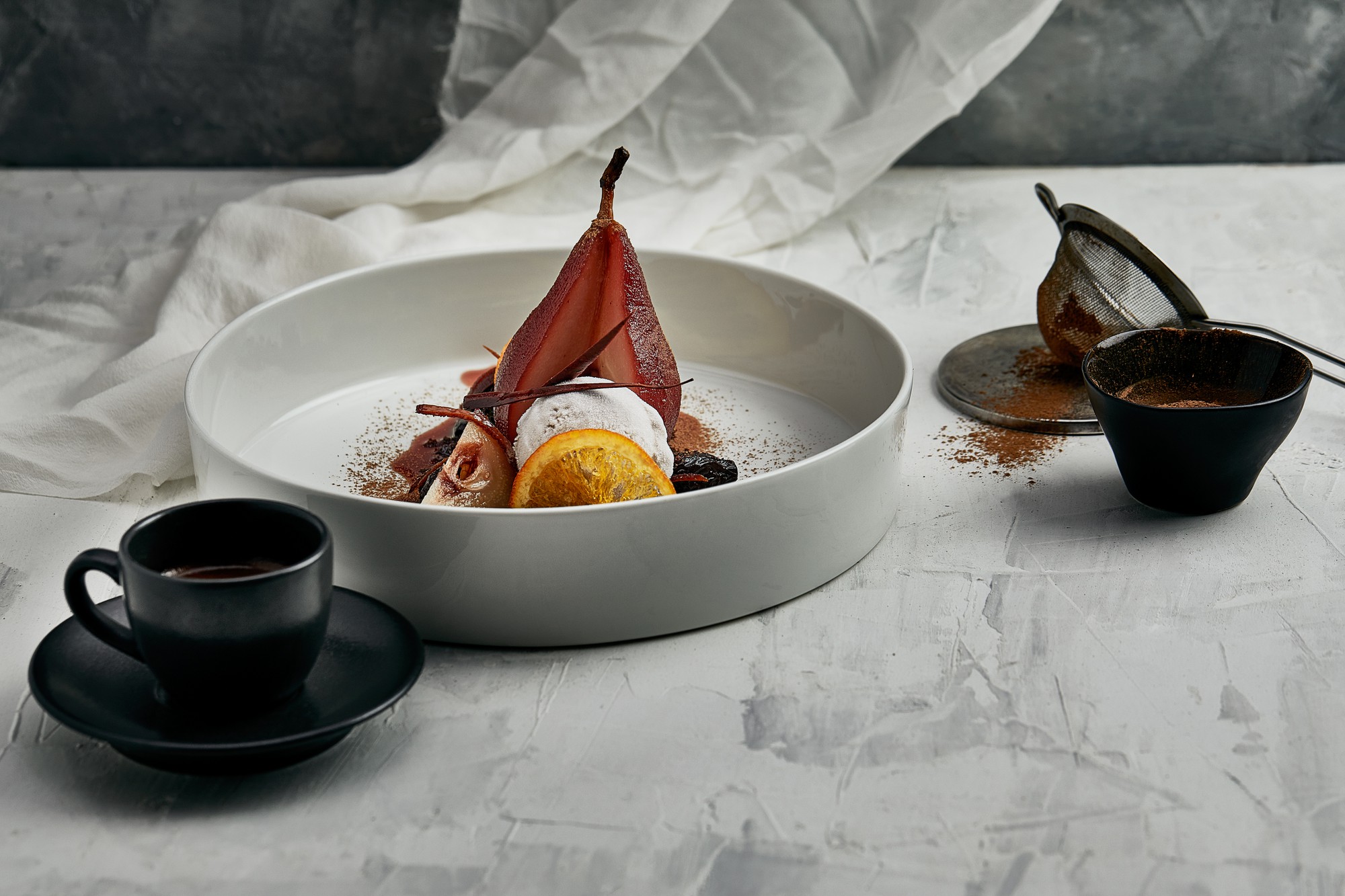 Studio kitchen with plated dishes