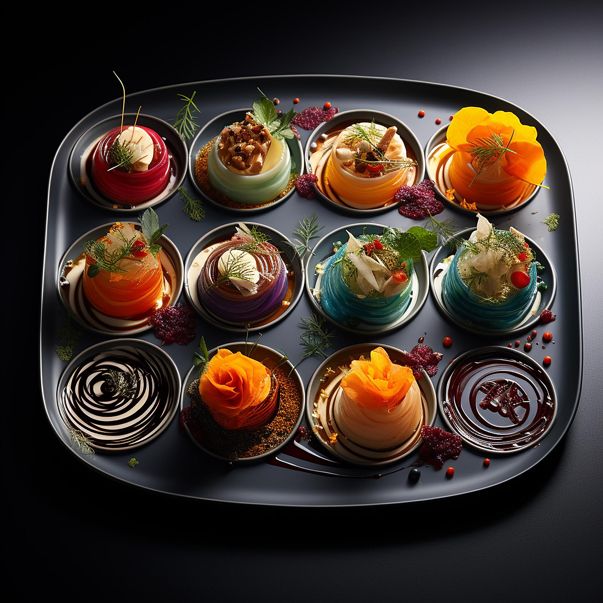 Assorted plated menu samples